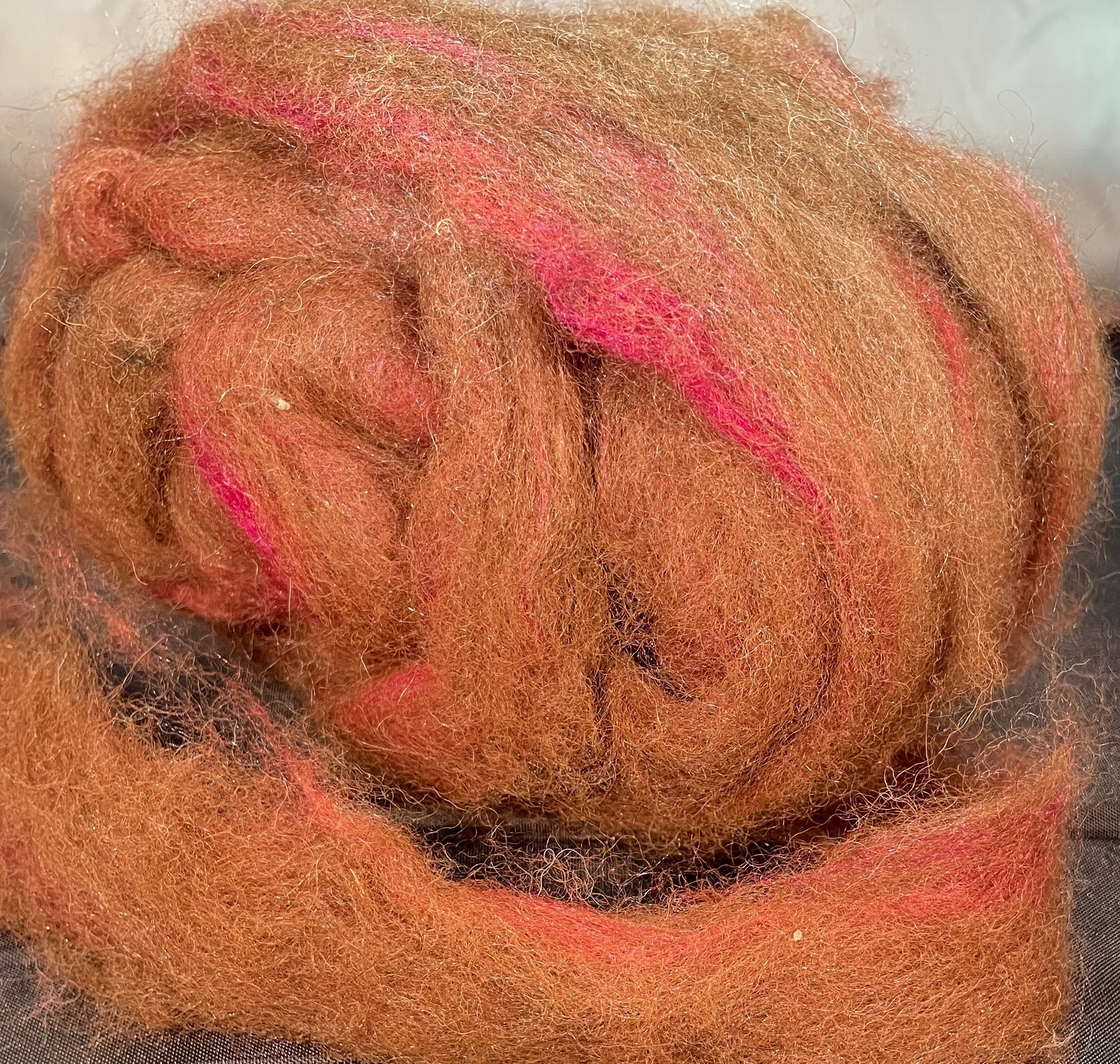 Brown alpaca with red silk blend